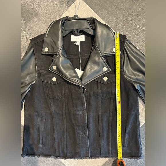 NWT - Dear John Eden in Amersterdam Black Leather and Denim Moto Jacket - Large - Picture 4 of 7